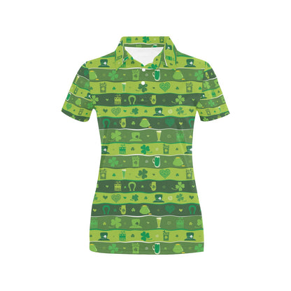 Shamrock Print Design LKS303 Women's Polo Shirt