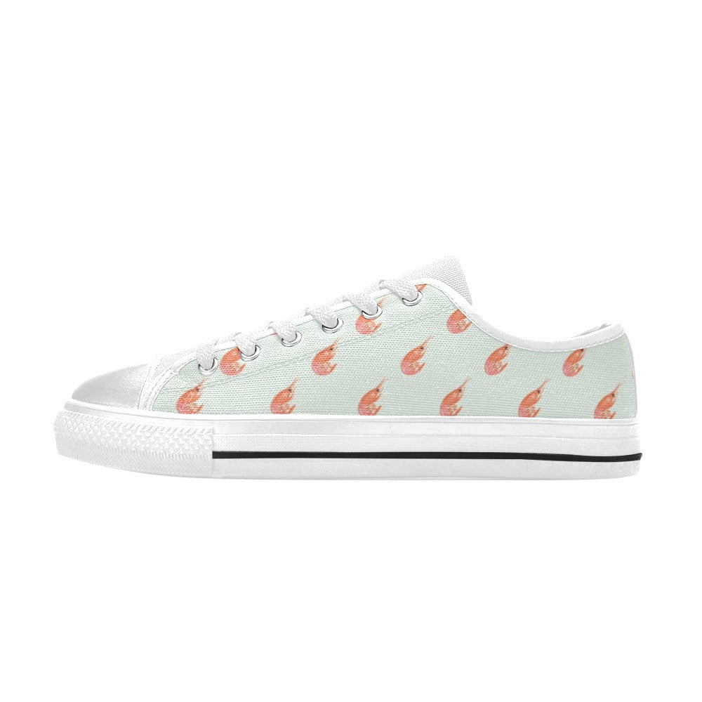 Shrimp Print Design LKS304 Women's White Low Top Shoes