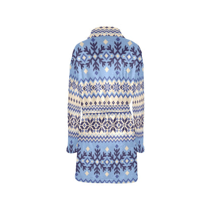 Nordic Pattern Print Design A03 Women's Fleece Robe