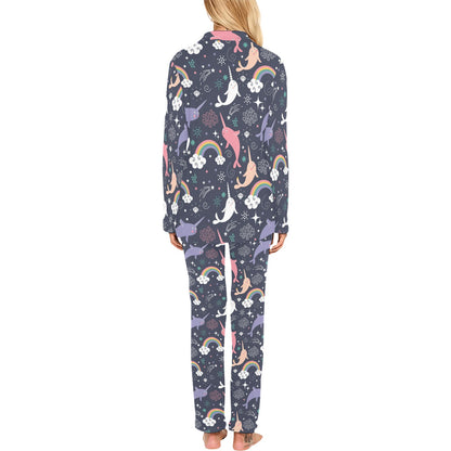 Narwhal Pattern Print Design 01 Women's Long Pajama Set