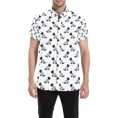 Scottish Terriers Print Design LKS3013 Men Short Sleeve Button Up Shirt