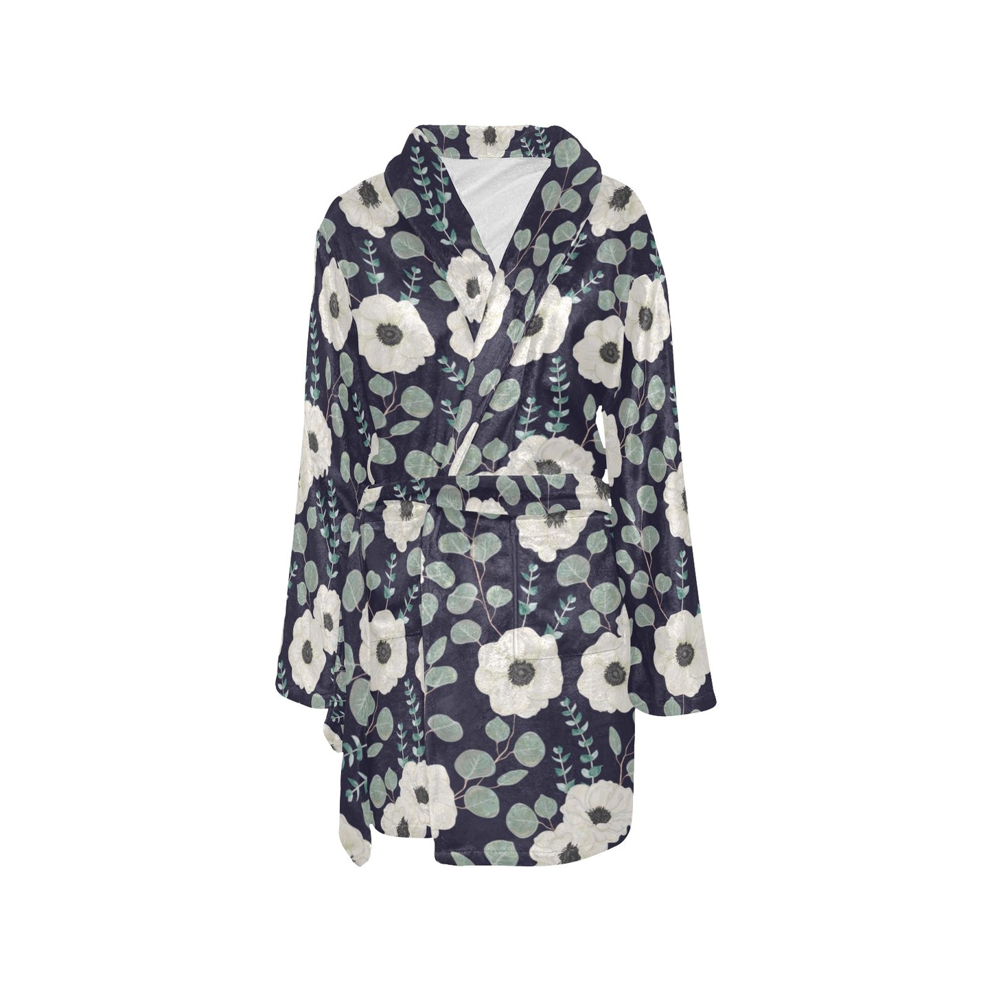 Anemone Pattern Print Design AM01 Women's Fleece Robe