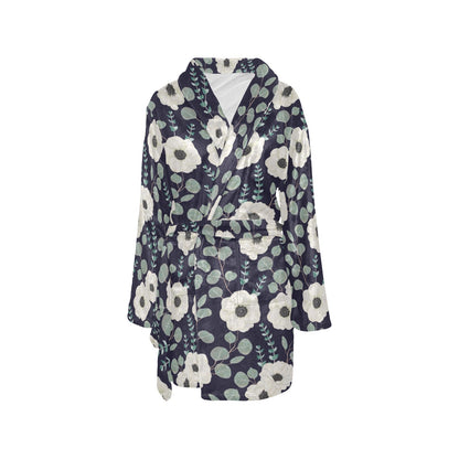 Anemone Pattern Print Design AM01 Women's Fleece Robe