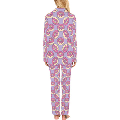 Donut Pattern Print Design DN015 Women's Long Pajama Set
