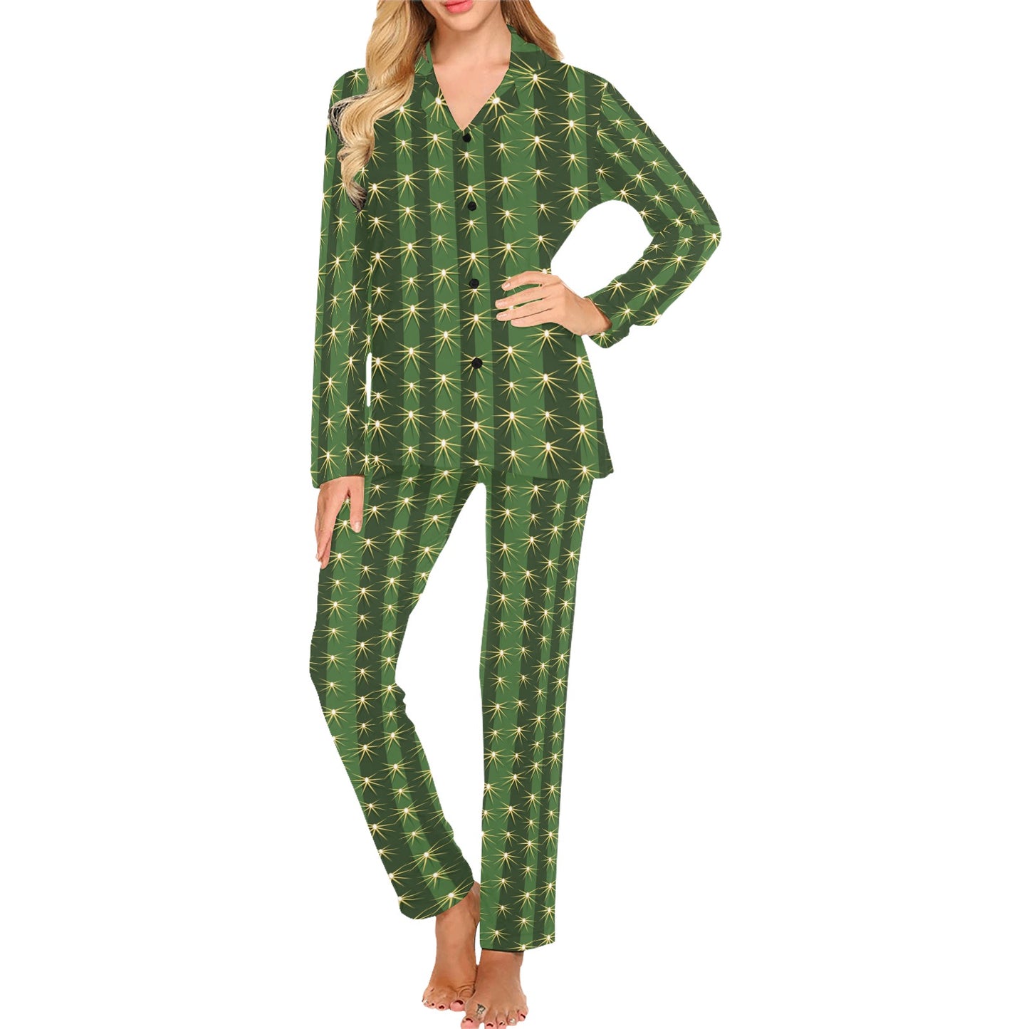 Cactus Skin Print Pattern Women's Long Pajama Set