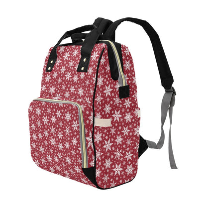 Snowflake Red Print Design LKS302 Diaper Bag Backpack