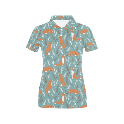 Fox Forest Print Pattern Women's Polo Shirt