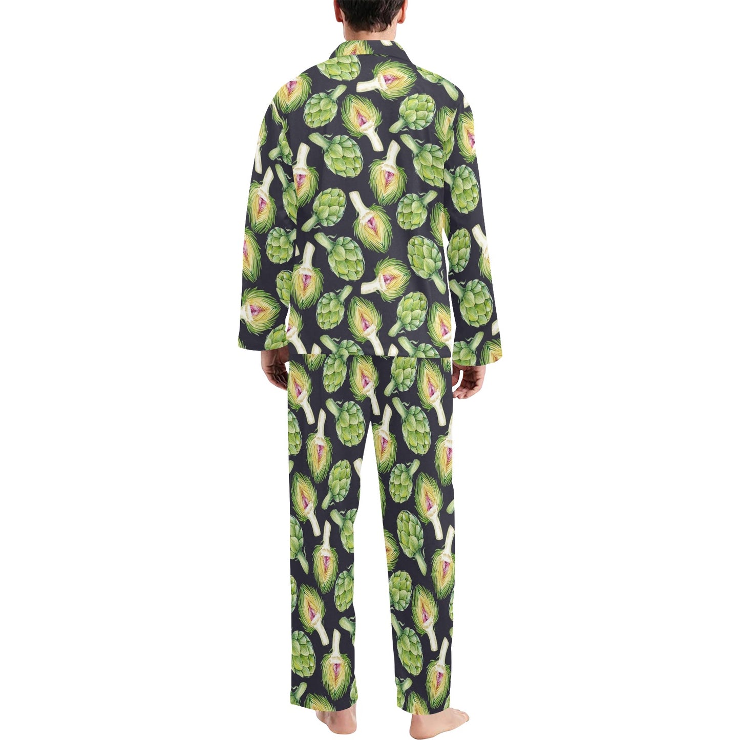 Artichoke Pattern Print Design 01 Men's Long Pajama Set