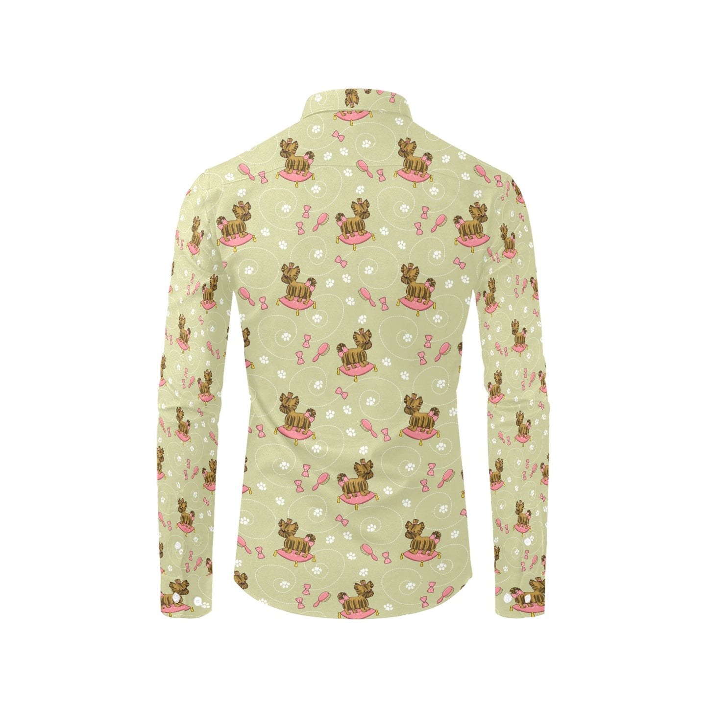 Yorkshire Cute Terriers Print Design LKS301 Men's Long Sleeve Dress Shirt