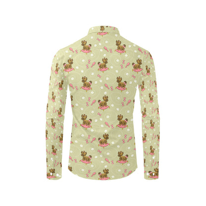 Yorkshire Cute Terriers Print Design LKS301 Men's Long Sleeve Dress Shirt