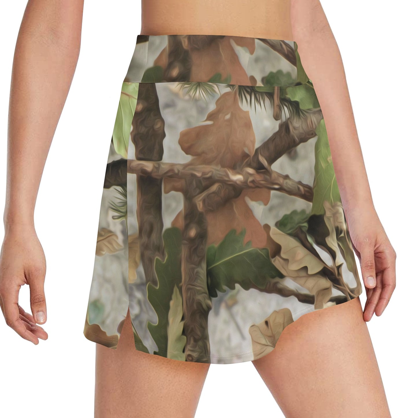 Camo Realistic Tree Forest Print 17" Golf & Pickleball Skort with Pockets