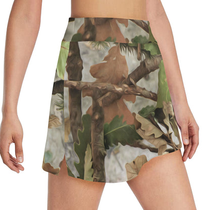 Camo Realistic Tree Forest Print 17" Golf & Pickleball Skort with Pockets