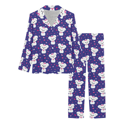 Maltese Pattern Print Design 02 Women's Long Pajama Set