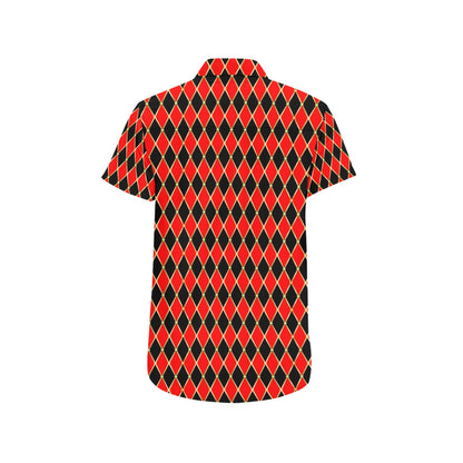Harlequin Print Design LKS401 Men Short Sleeve Button Up Shirt