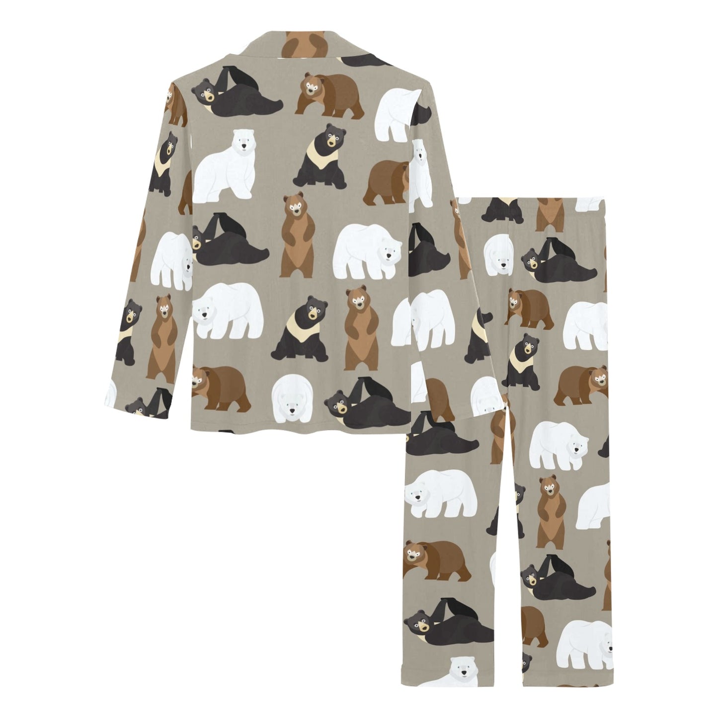 Bear Pattern Print Design BE03 Women's Long Pajama Set