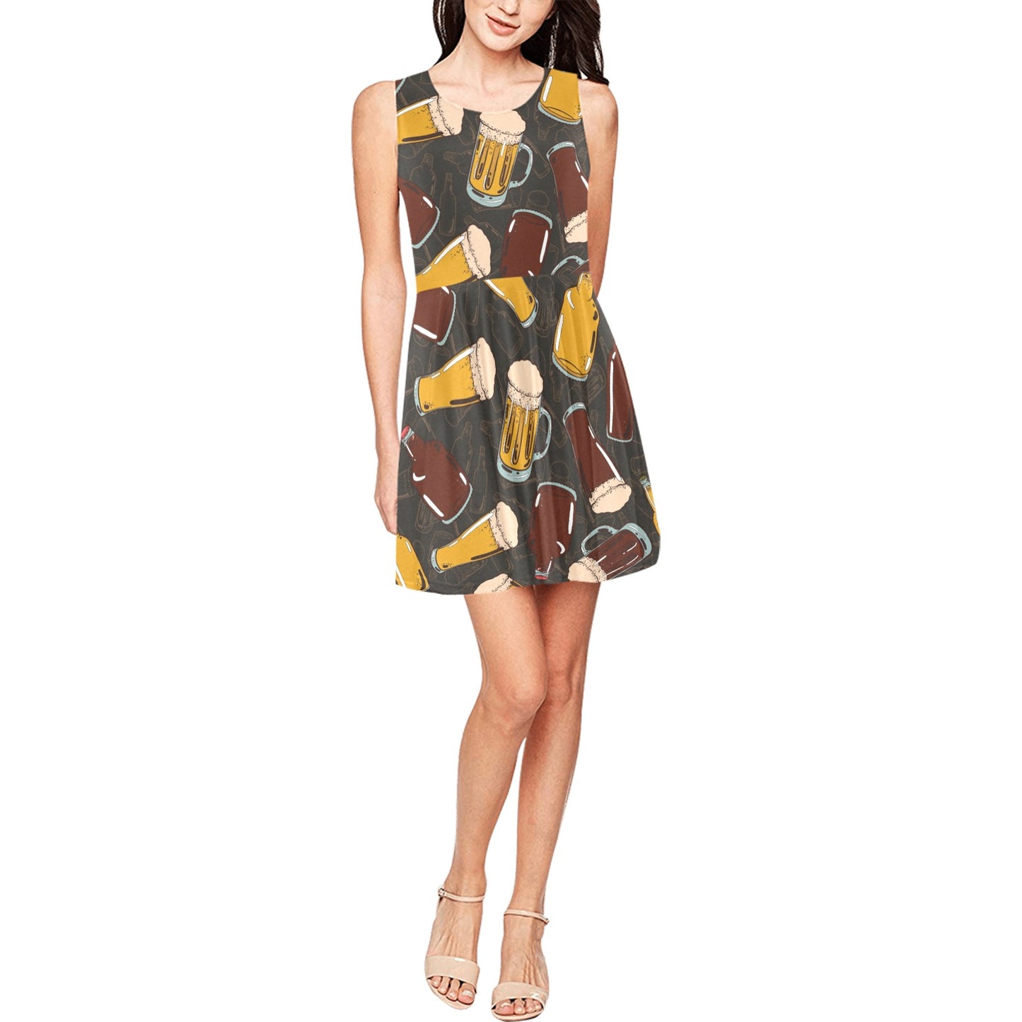Beer Pattern Print Design 03 Sleeveless Dress