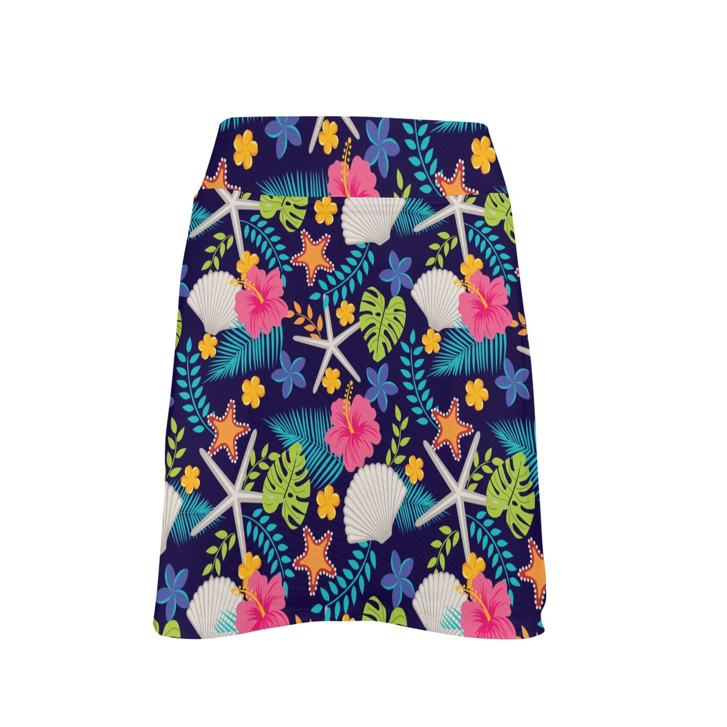 Beach Seashell Floral Theme 17" Golf & Pickleball Skort with Pockets