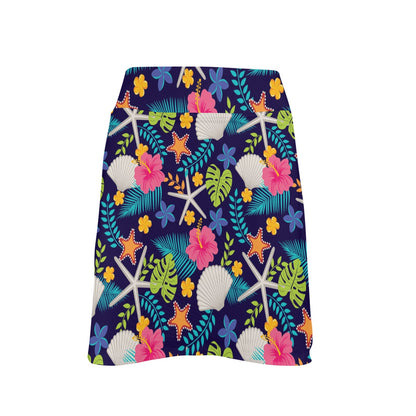 Beach Seashell Floral Theme 17" Golf & Pickleball Skort with Pockets
