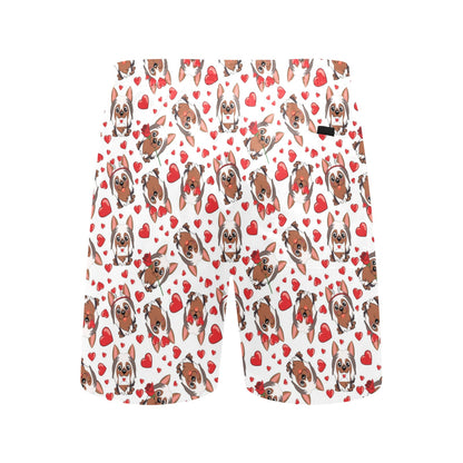 Silky Terriers Heart Print Design LKS302 Men's Swim Trunks Beach Shorts