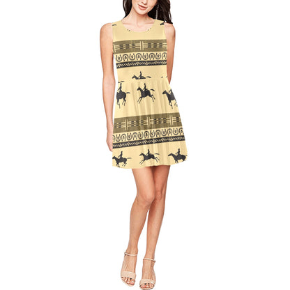Horse Pattern Prnt Sleeveless Dress