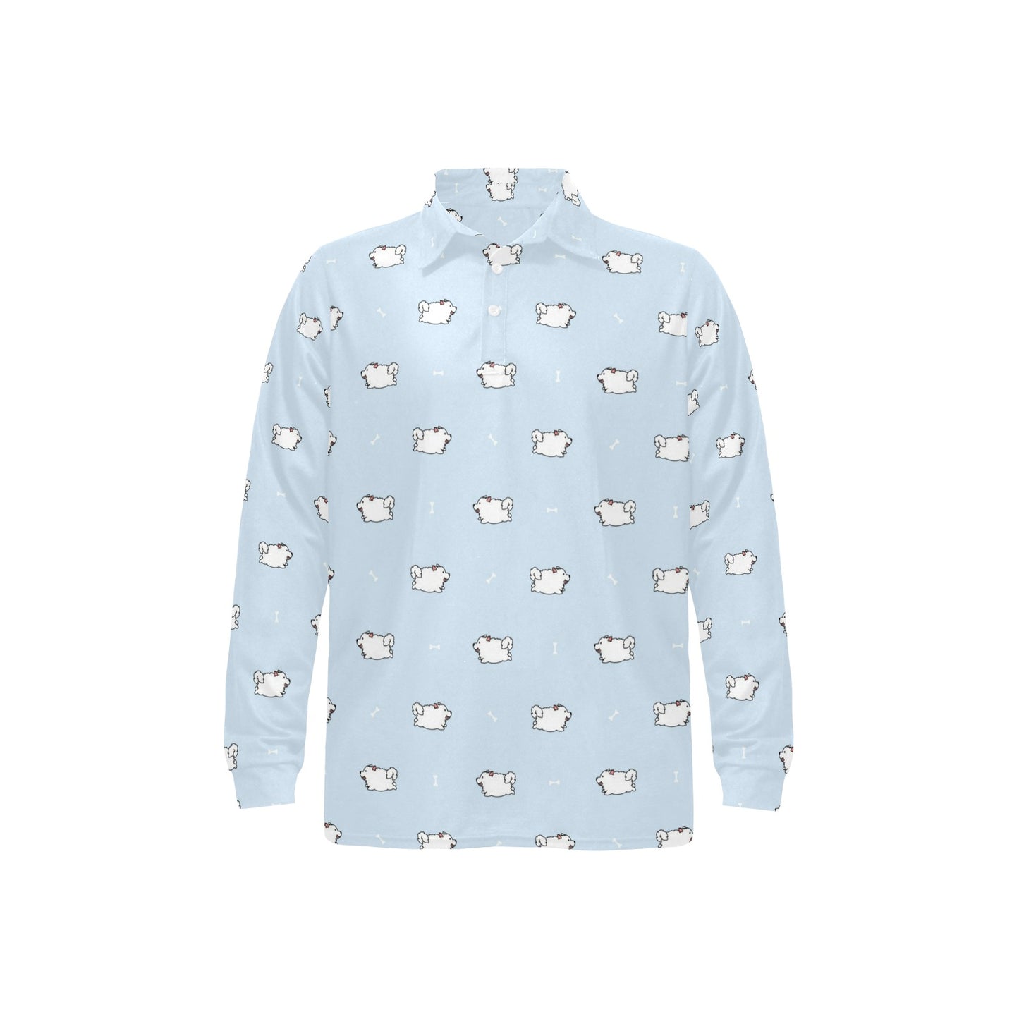 Samoyeds Print Design LKS302 Long Sleeve Polo Shirt For Men's