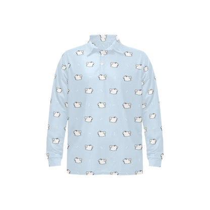 Samoyeds Print Design LKS302 Long Sleeve Polo Shirt For Men's