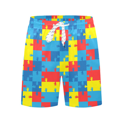 Autism Awareness Design Themed Print Men's Swim Trunks Beach Shorts