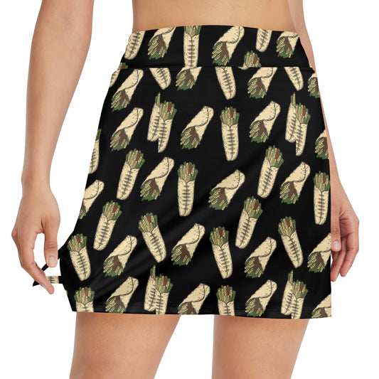 Burrito Print Design LKS303 17" Golf & Pickleball Skort with Pockets
