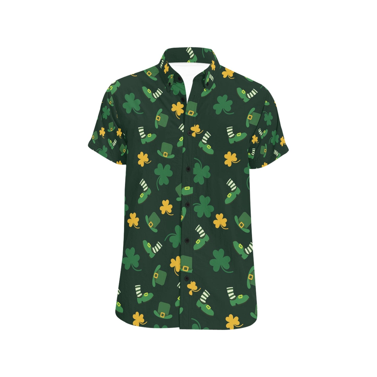 St Patricks Day Print Design LKS306 Men Short Sleeve Button Up Shirt