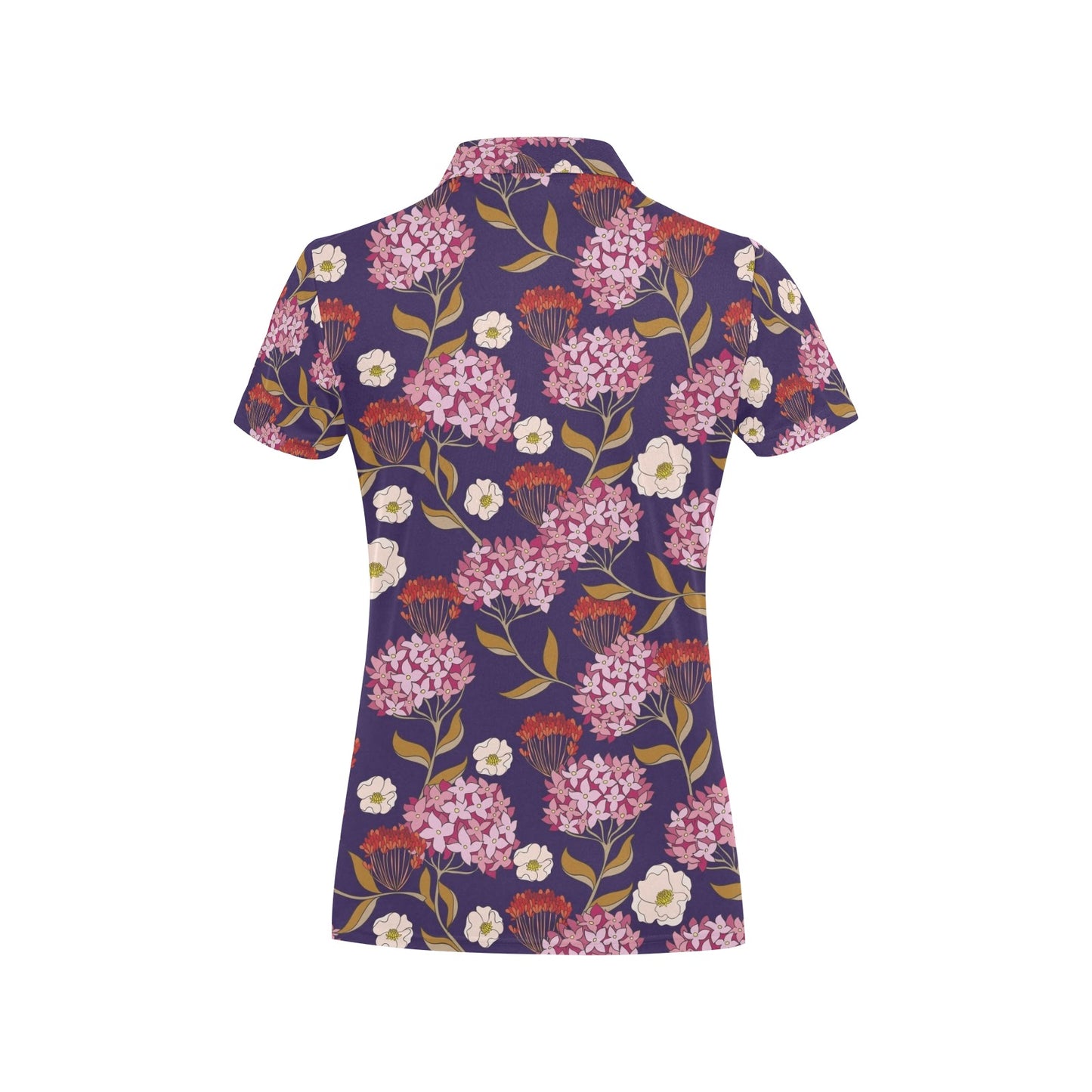 Hydrangea Pattern Print Design HD010 Women's Polo Shirt