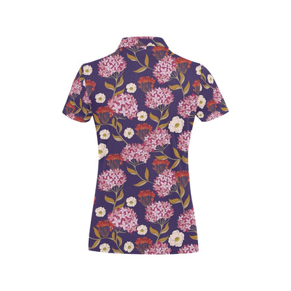 Hydrangea Pattern Print Design HD010 Women's Polo Shirt