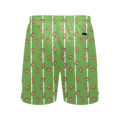 American Football on Field Themed Print Men's Swim Trunks Beach Shorts