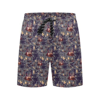 Creepy Graveyard Print Design LKS301 Men's Swim Trunks Beach Shorts