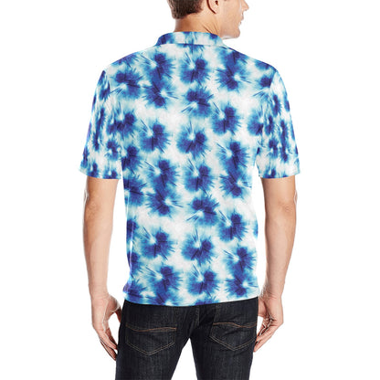 Tie Dye Blue Print Design LKS305 Men Polo Shirt