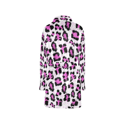 Leopard Pink Skin Print Women's Fleece Robe