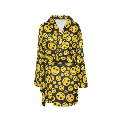 Smiley Face Emoji Print Design LKS304 Women's Fleece Robe