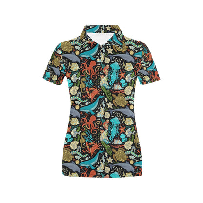 Underwater Animal Print Design LKS301 Women's Polo Shirt