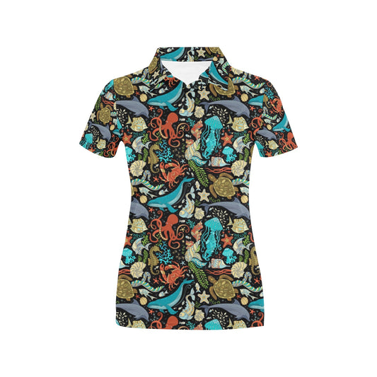 Underwater Animal Print Design LKS301 Women's Polo Shirt