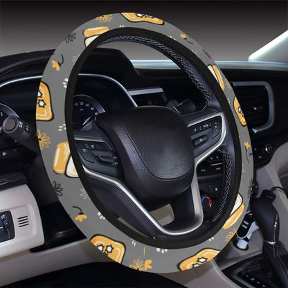 Honey Bee Print Design LKS301 Steering Wheel Cover with Elastic Edge