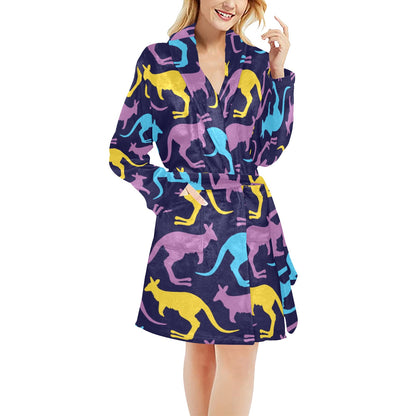 Kangaroos Pattern Print Design 02 Women's Fleece Robe
