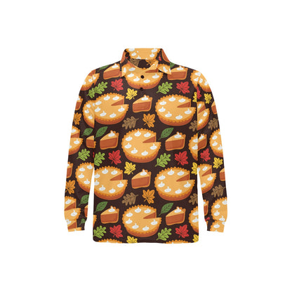 Pie Pattern Print Design A03 Long Sleeve Polo Shirt For Men's