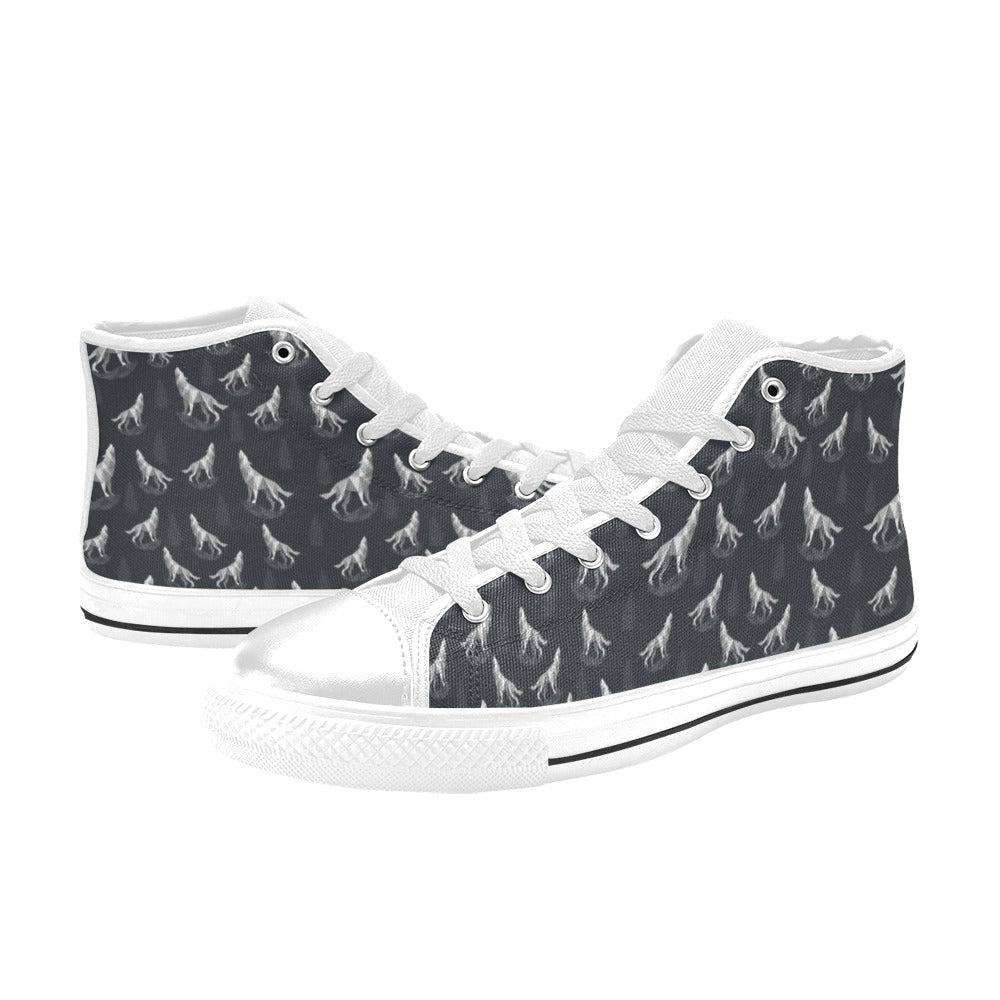 Wolf Print Design LKS303 Men's High Top Canvas Shoes