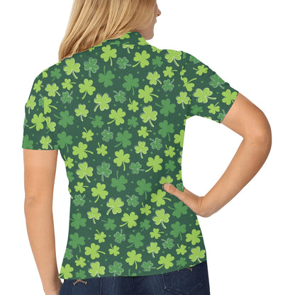 Clover Pattern Print Design 02 Women's Polo Shirt