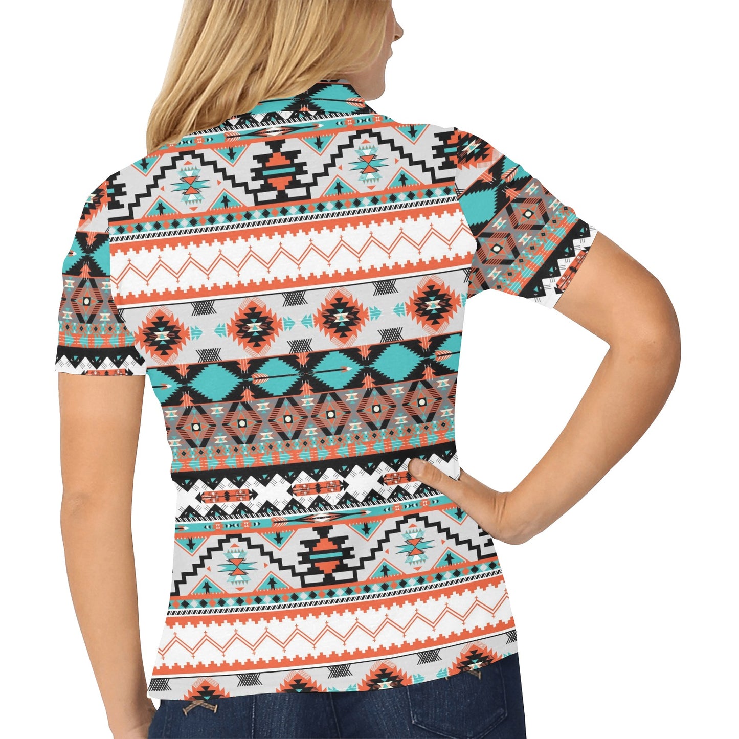 Tribal Aztec Indians pattern Women's Polo Shirt