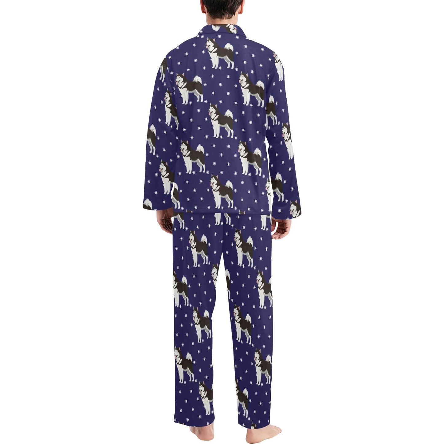Alaskan Malamute Pattern Print Design 04 Men's Long Pajama Set