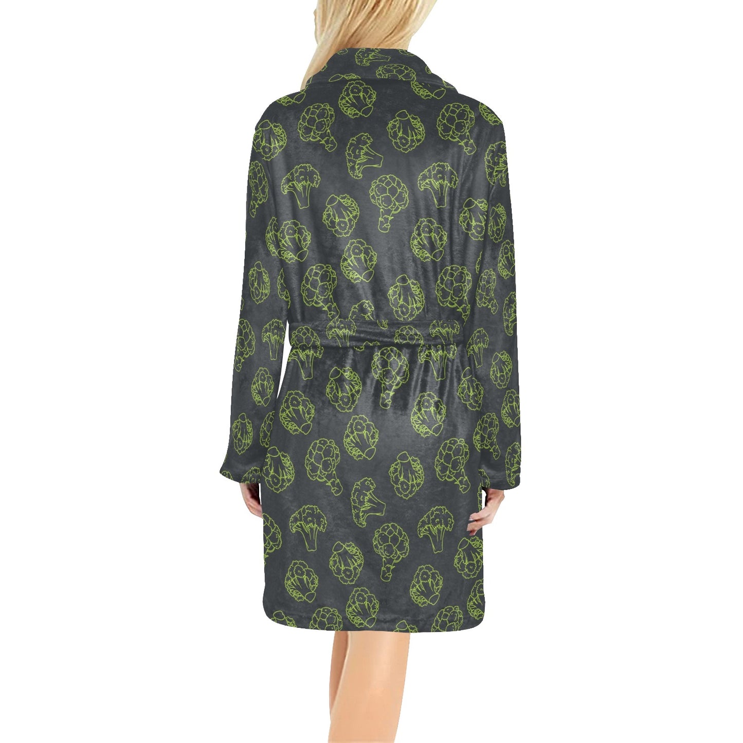 Broccoli Pattern Print Design 01 Women's Fleece Robe