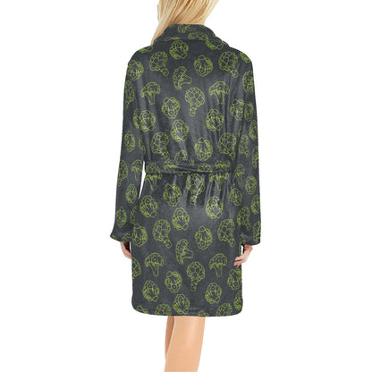 Broccoli Pattern Print Design 01 Women's Fleece Robe