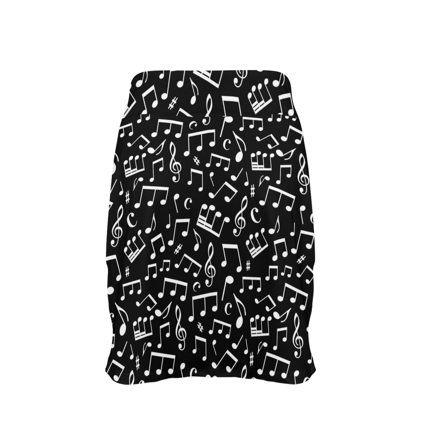 Music Note Black white Themed Print Women's Golf Skirt with Pocket
