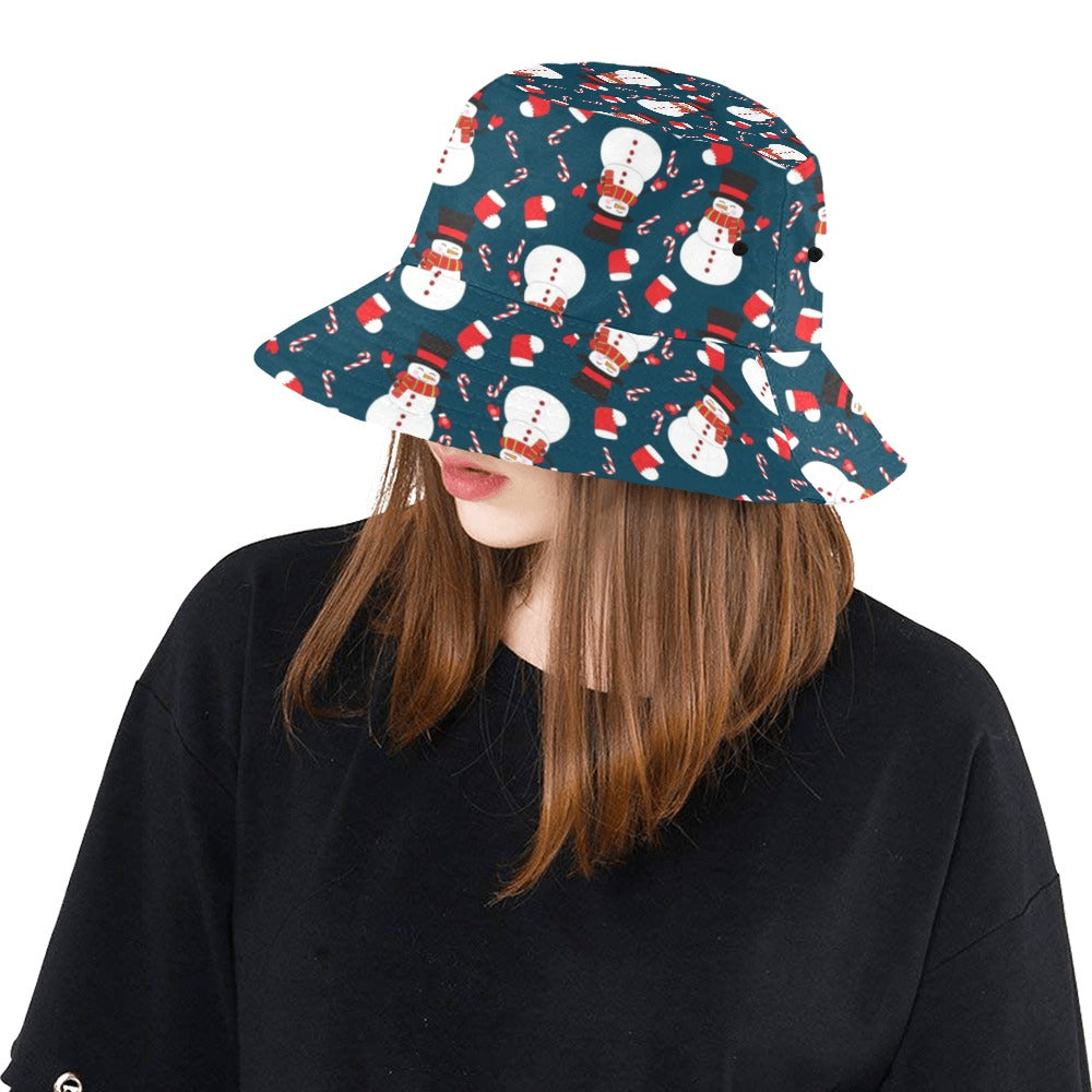 Snowman Print Design LKS301 Unisex Bucket Hat