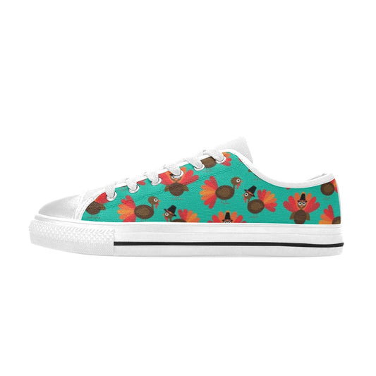 Turkey Print Design LKS402 Women's White Low Top Shoes